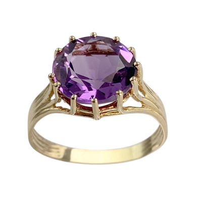 Bague d'occasion or 750 jaune améthyste