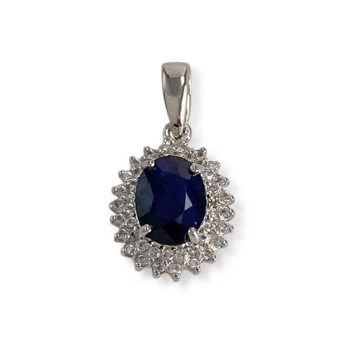 Pendentif d'occasion or 375 blanc saphir zirconias