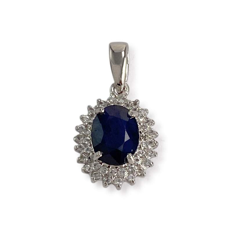 Pendentif d'occasion or 375 blanc saphir zirconias - vue 1