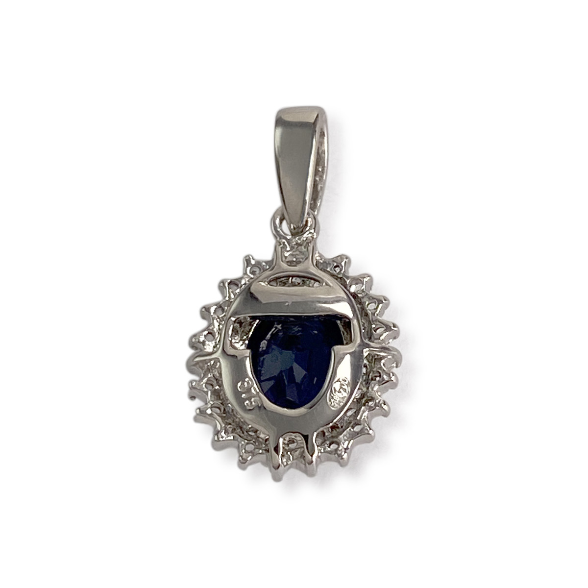 Pendentif d'occasion or 375 blanc saphir zirconias - vue 2