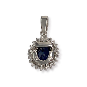 Tweedehands hanger van 375 witgoud met saffier en zirkonia's