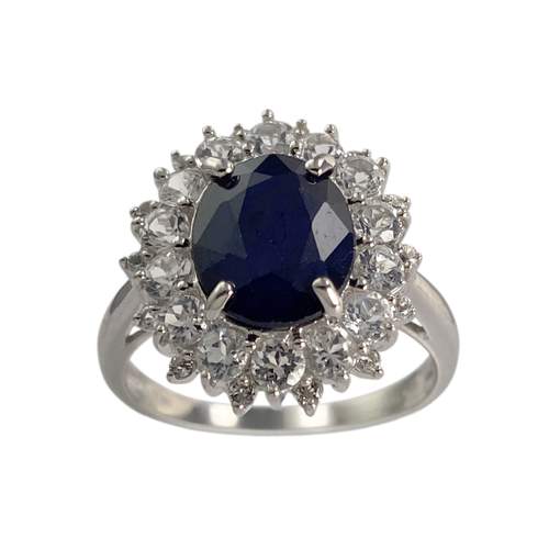 Bague d'occasion or 375 blanc saphir zirconias