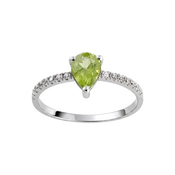 Bague d'occasion or 750 blanc péridot zirconias