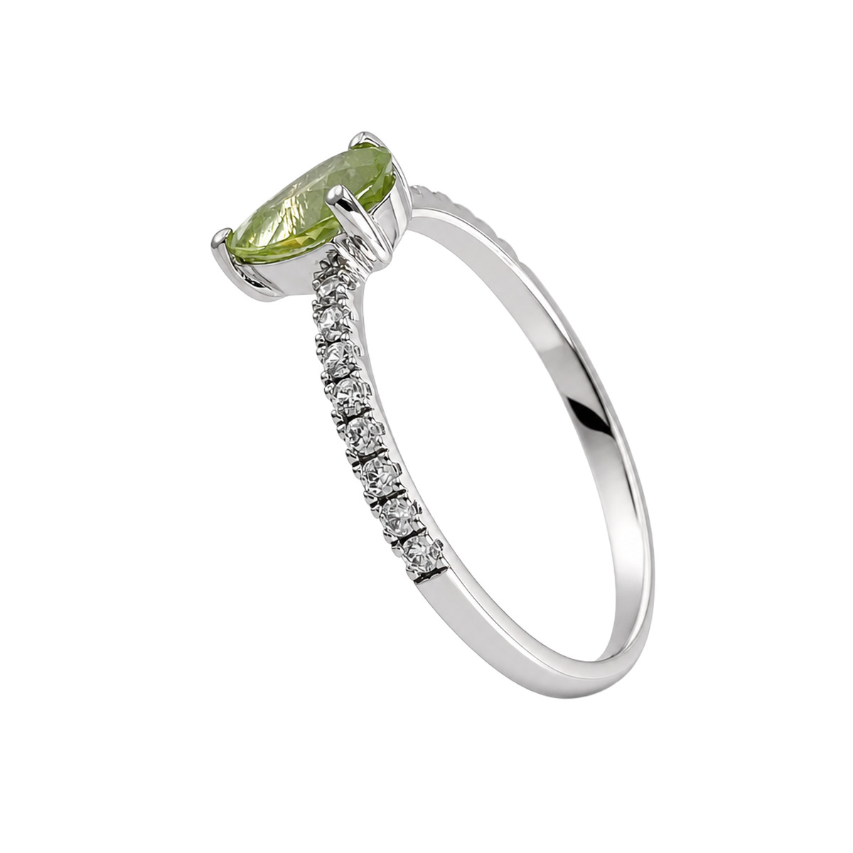 Bague d'occasion or 750 blanc péridot zirconias - vue 2