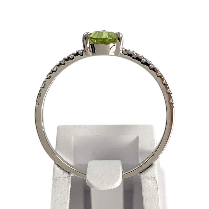 Bague d'occasion or 750 blanc péridot zirconias - vue 3