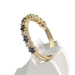 Bague d'occasion or 750 jaune diamants saphirs - vue 2