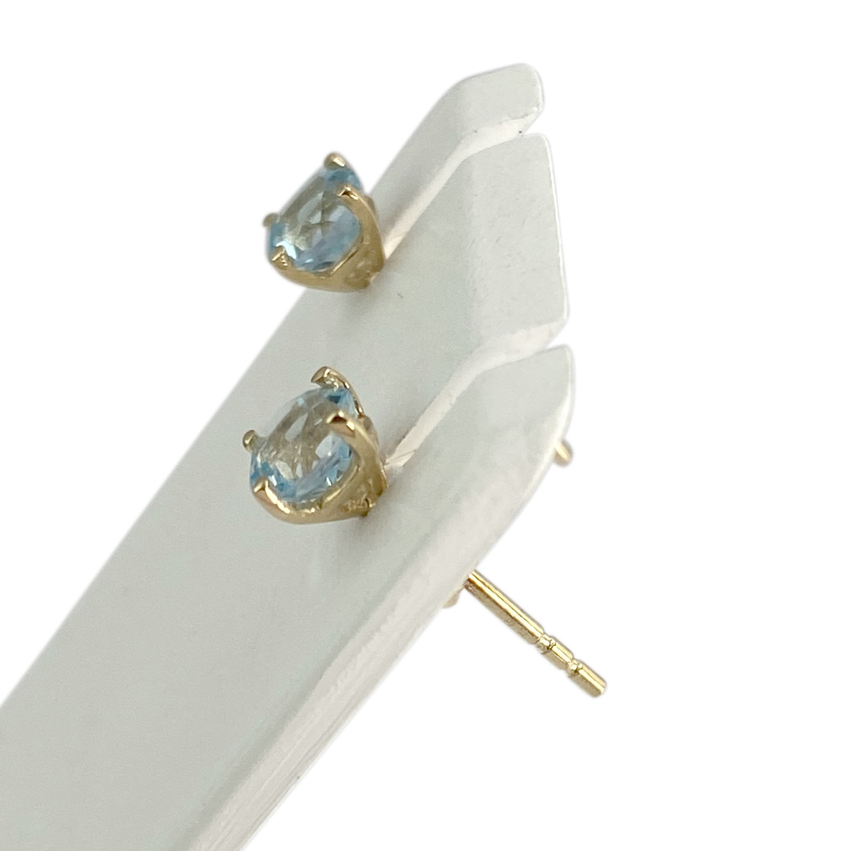 Boucles d'oreilles d'occasion or 750 jaune topazes sky blue - vue 2