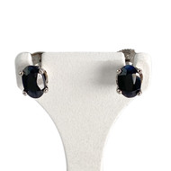 Boucles d'oreilles d'occasion or 750 blanc saphirs
