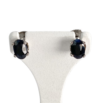 Boucles d'oreilles d'occasion or 750 blanc saphirs