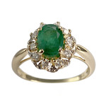 Bague d'occasion or 750 2 tons émeraude diamants - vue 1