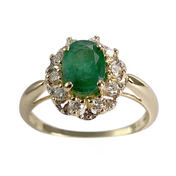 Bague d'occasion or 750 2 tons émeraude diamants