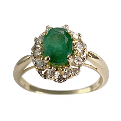 Bague d'occasion or 750 2 tons émeraude diamants - vue 1