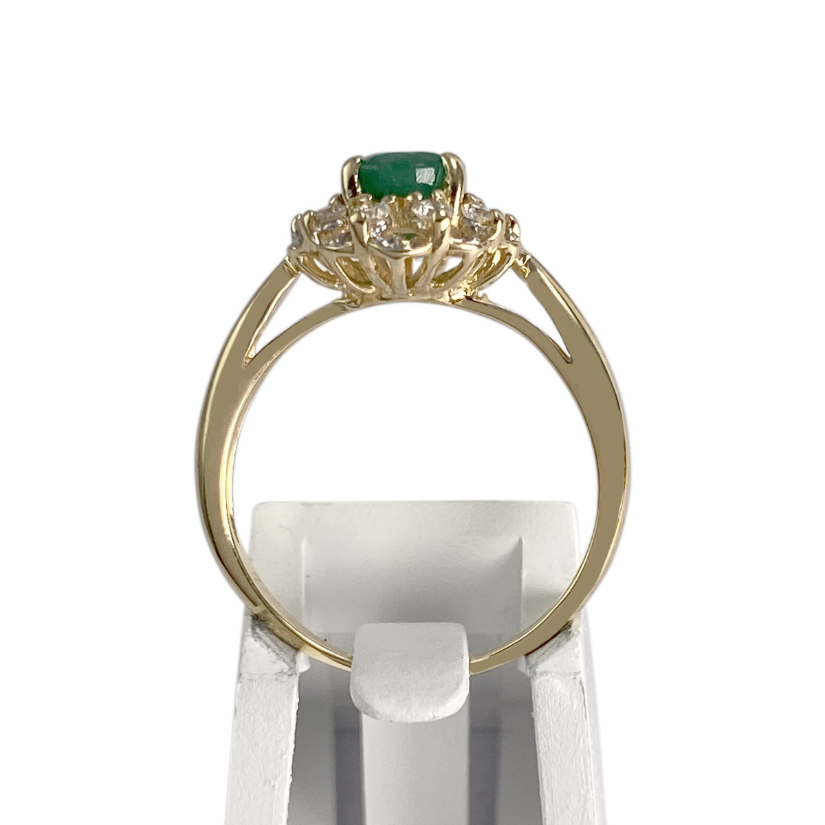 Bague d'occasion or 750 2 tons émeraude diamants - vue 3