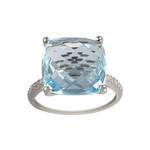 Bague d'occasion or 375 blanc topaze diamants - vue 1