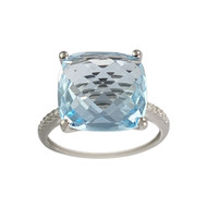 Bague d'occasion or 375 blanc topaze diamants