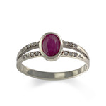 Bague d'occasion or 375 blanc zirconias rubis - vue 1
