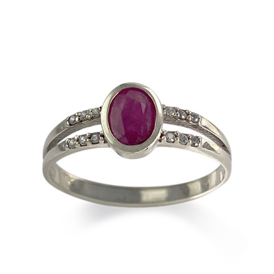Bague d'occasion or 375 blanc zirconias rubis