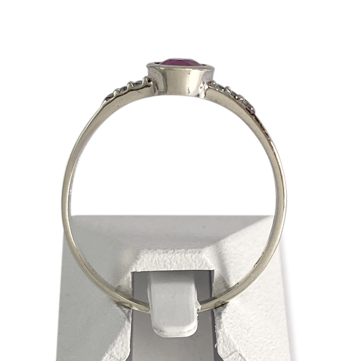 Bague d'occasion or 375 blanc zirconias rubis - vue 3