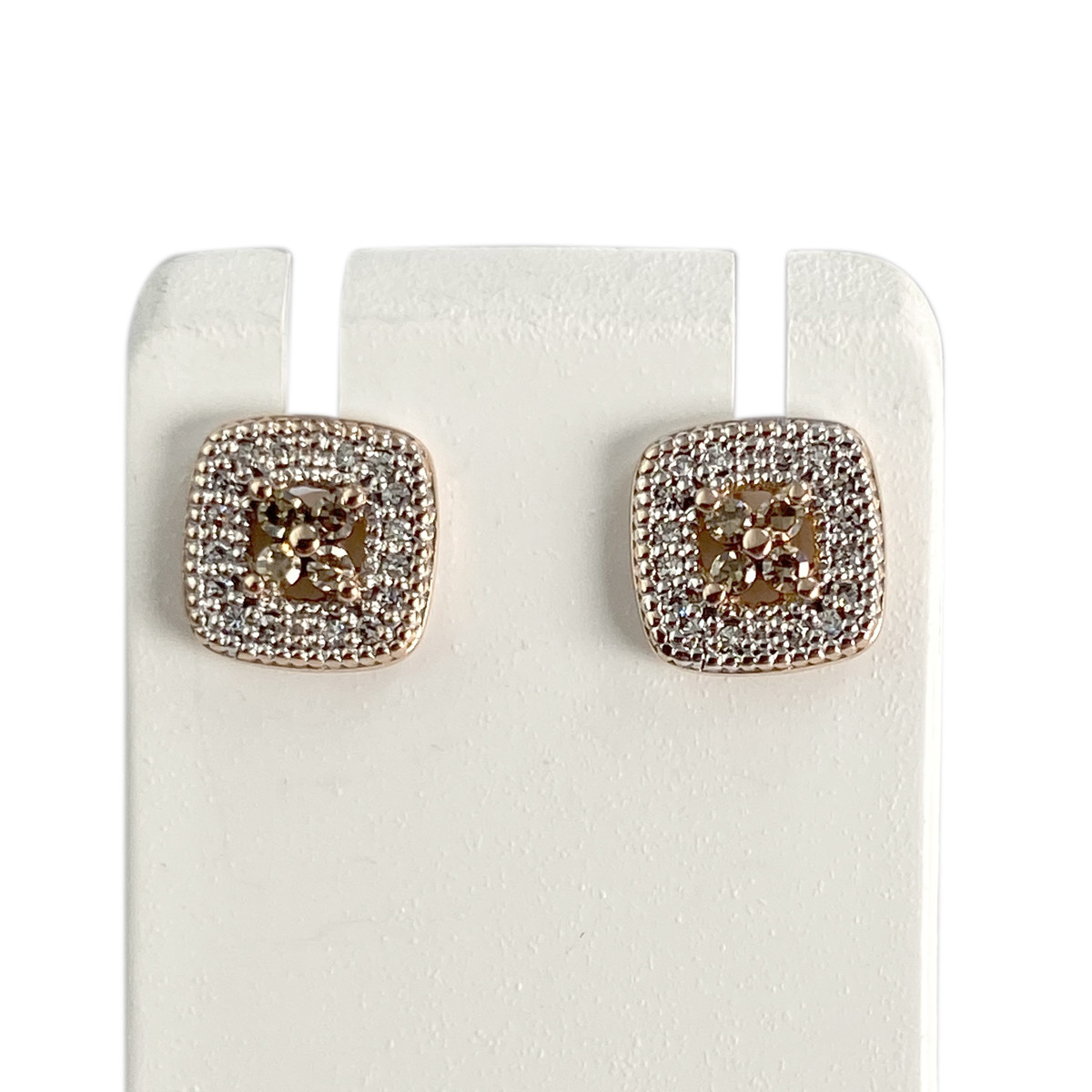 Boucles d'oreilles d'occasion or 750 rose diamant diamant