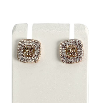 Boucles d'oreilles d'occasion or 750 rose diamant diamant