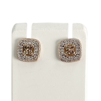 Boucles d'oreilles d'occasion or 750 rose diamant diamant