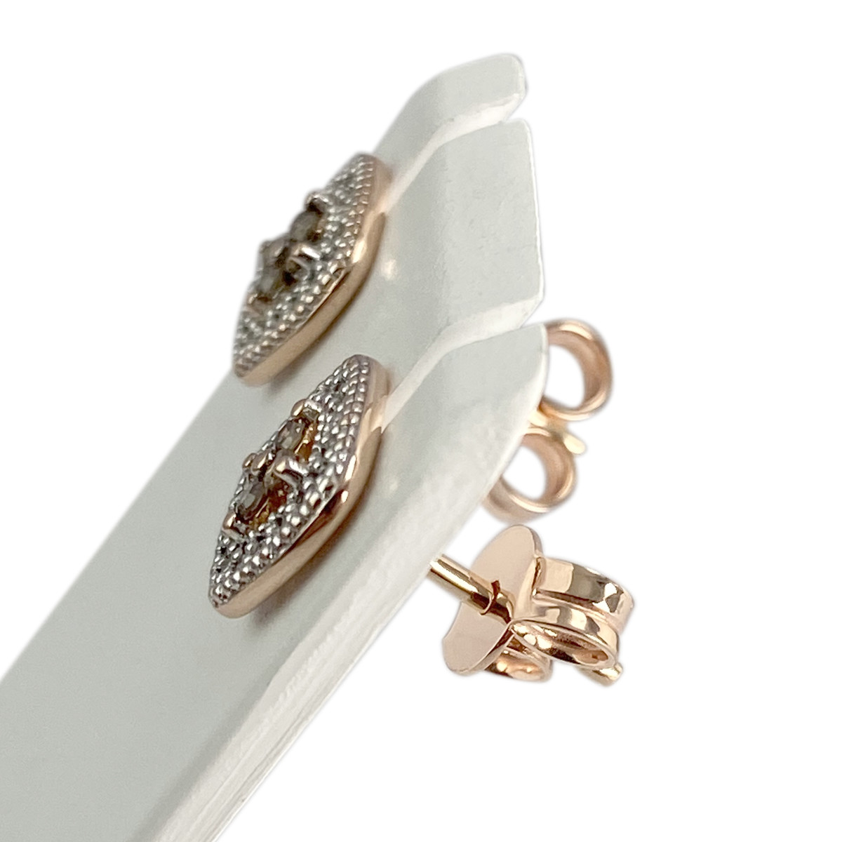 Boucles d'oreilles d'occasion or 750 rose diamant diamant - vue 2