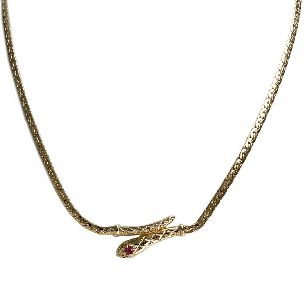 Collier d'occasion or 750 jaune maille fantaisie rubis