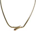 Collier d'occasion or 750 jaune maille fantaisie rubis - vue 1