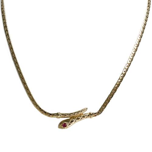 Pre-owned 750 yellow gold necklace with ruby-accented decorative links
