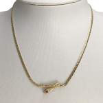 Collier d'occasion en or jaune 750, maille fantaisie, rubis, 42 cm - vue 2