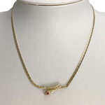 Collier d'occasion or 750 jaune maille fantaisie rubis - vue 2