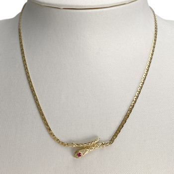 Collier d'occasion or 750 jaune maille fantaisie rubis