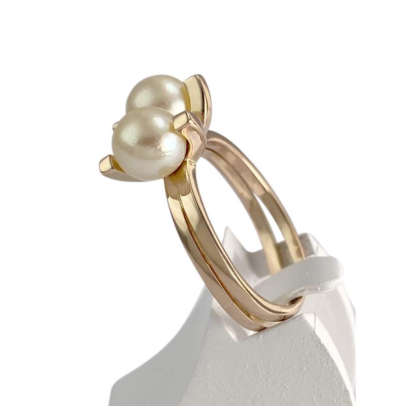Bague d'occasion or 750 jaune perles de culture - vue 2