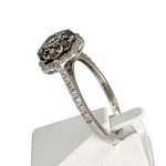 Bague d'occasion or 750 blanc fleur diamants noirs traités - vue 2