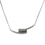 Collier d'occasion or 750 blanc maille forcat diamant noir diamant - vue 1