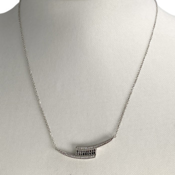 Collier d'occasion or 750 blanc maille forcat diamant noir diamant