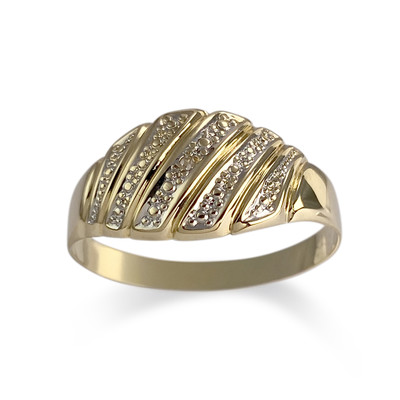 Tweekleurige gouden ring van 750, met diamant