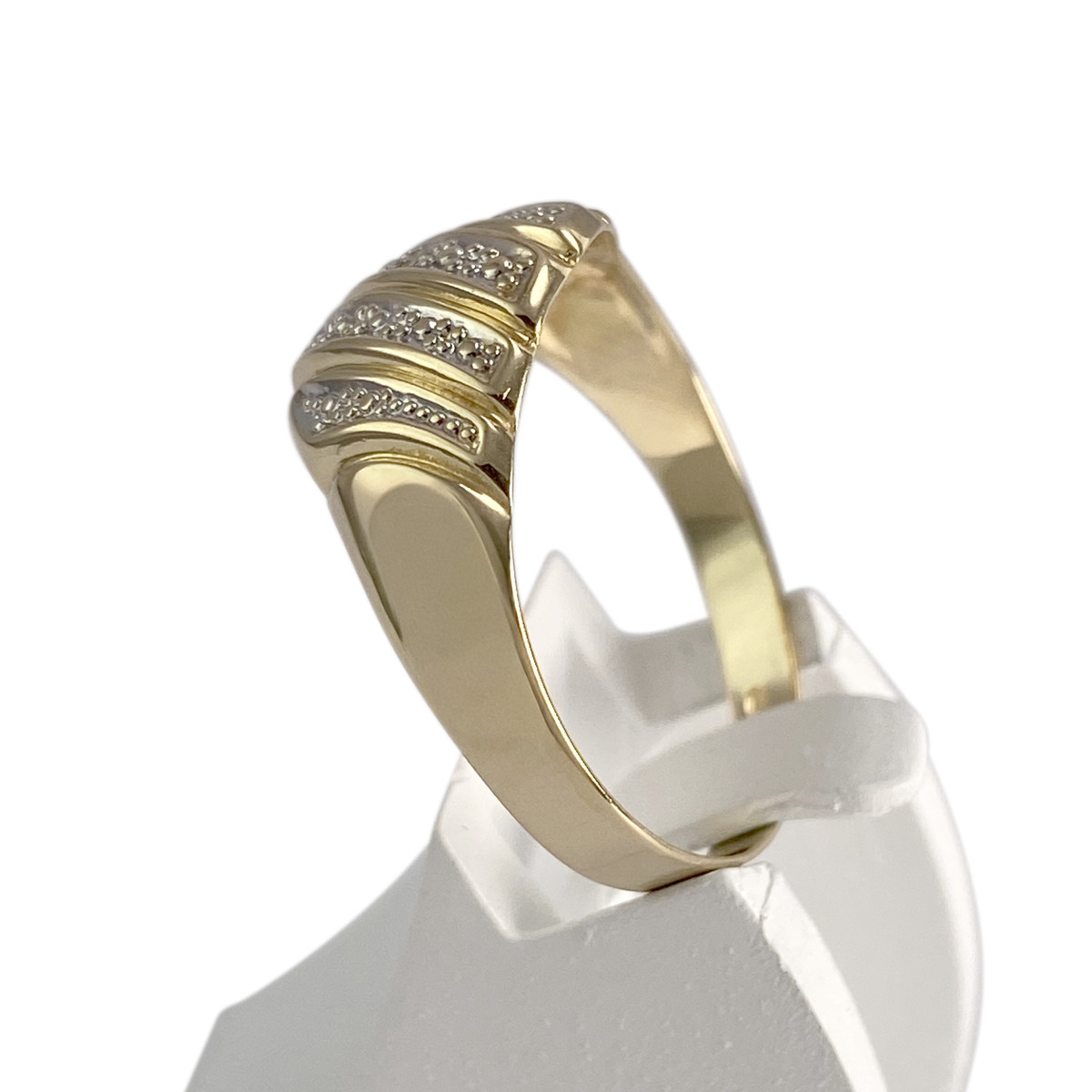 Tweekleurige gouden ring van 750 met diamant - afbeelding 2