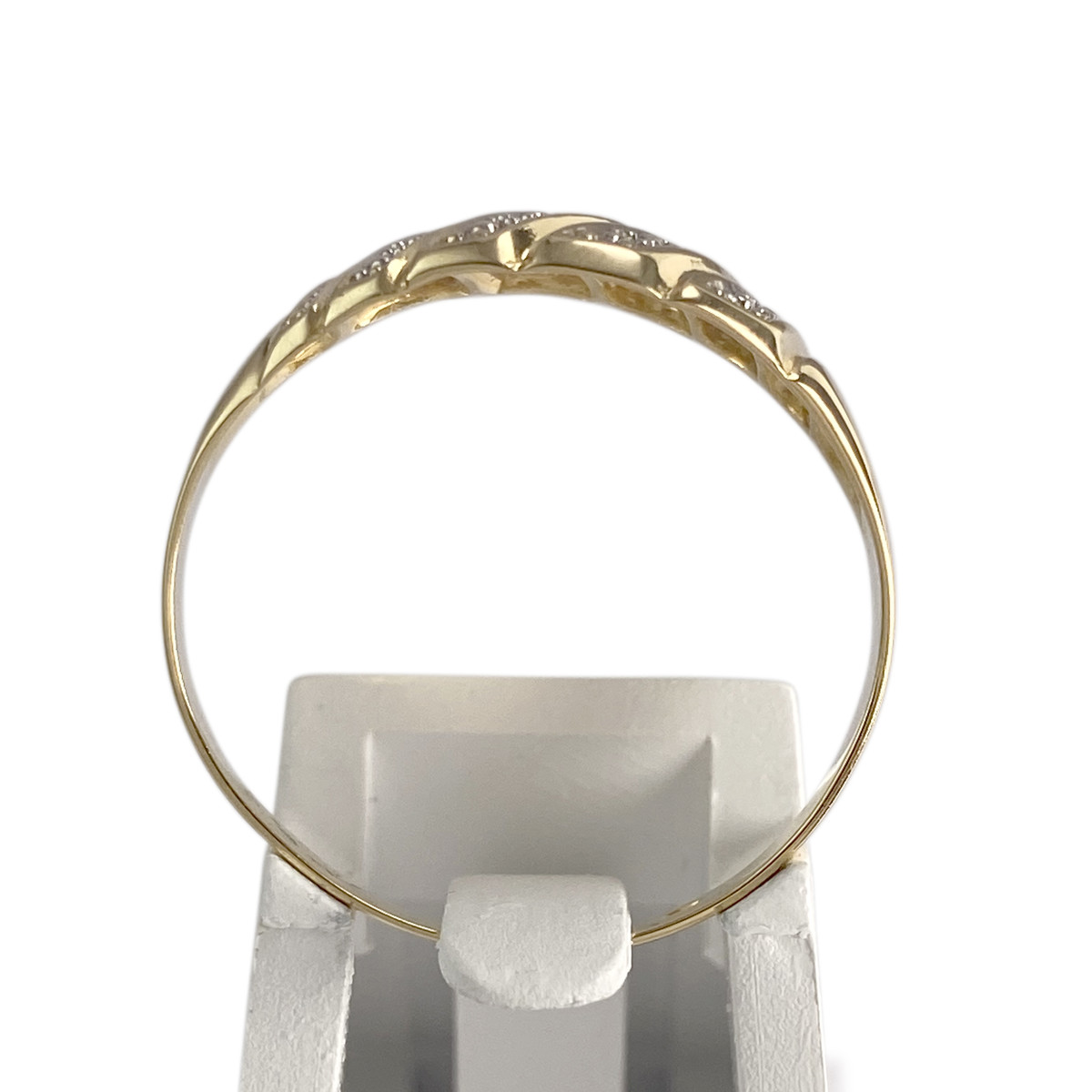 Tweekleurige gouden ring van 750 met diamant - afbeelding 3