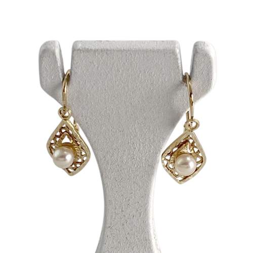 Boucles d'oreilles d'occasion or 750 jaune perle de culture