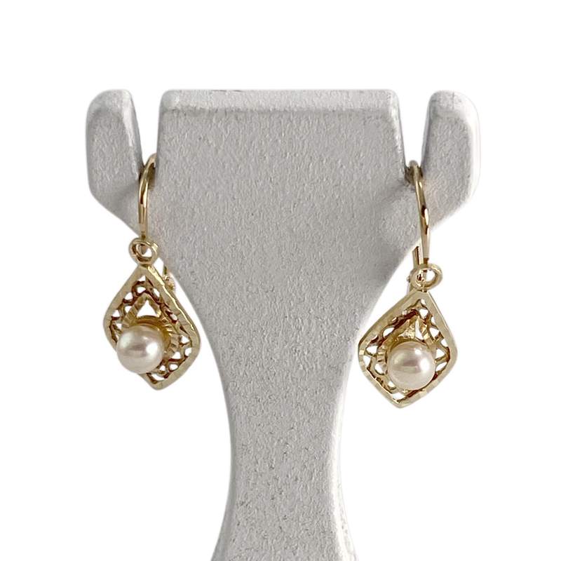 Boucles d'oreilles d'occasion or 750 jaune perle de culture - vue 1