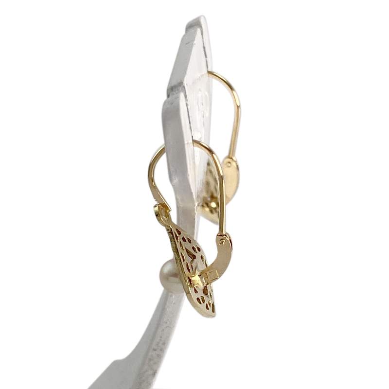 Boucles d'oreilles d'occasion or 750 jaune perle de culture - vue 2