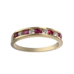 Bague d'occasion or 750 jaune zirconias rubis - vue 1