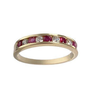 Bague d'occasion or 750 jaune zirconias rubis
