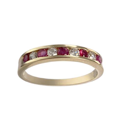 Bague d'occasion or 750 jaune zirconias rubis