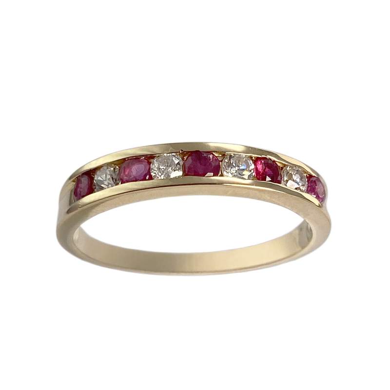 Bague d'occasion or 750 jaune zirconias rubis - vue 1