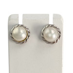 Boucles d'oreilles d'occasion or 375 blanc perles de culture - vue 1