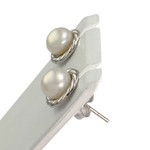Boucles d'oreilles d'occasion or 375 blanc perles de culture - vue 2