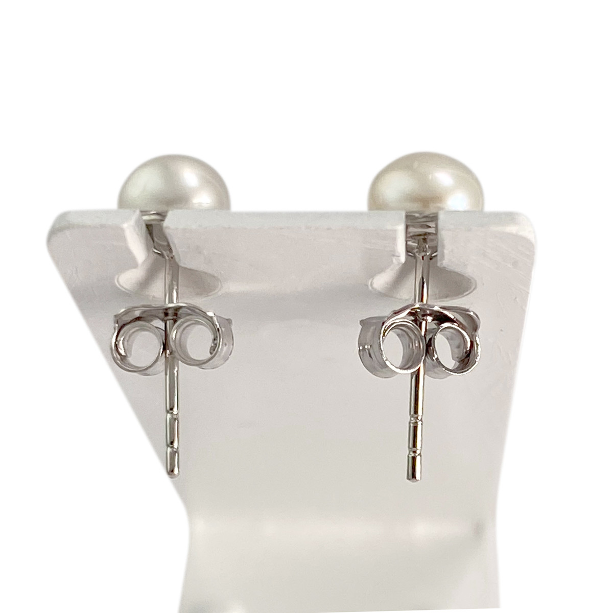 Boucles d'oreilles d'occasion or 375 blanc perles de culture - vue 3