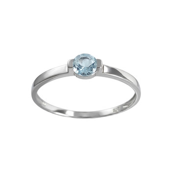 Bague d'occasion or 375 blanc topaze bleue traitée
